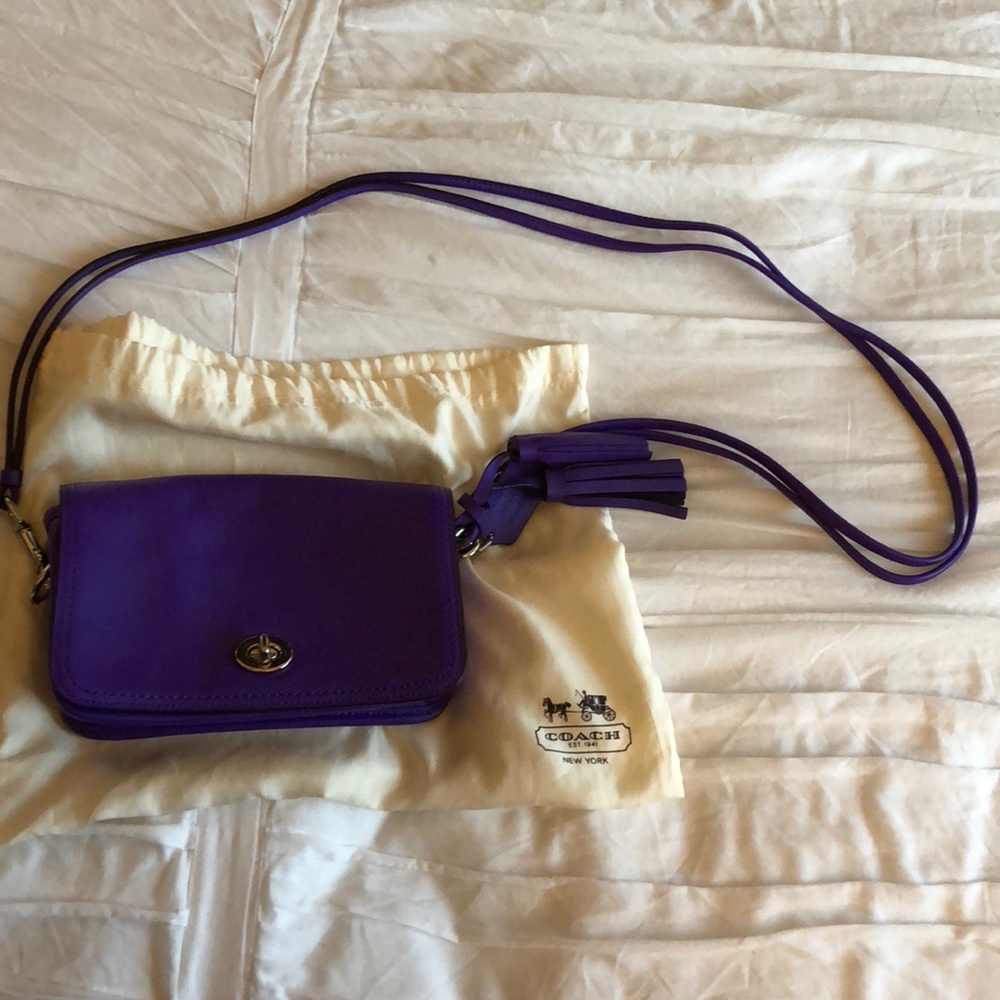 Coach Royal Purple Leather Crossbody Shoulder Bag — NWOT - Picture 4 of 8